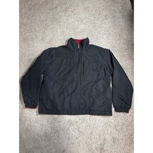 Timberland Mens XL Quarter Zip Fleece Lined Windbreaker Jacket Black Red